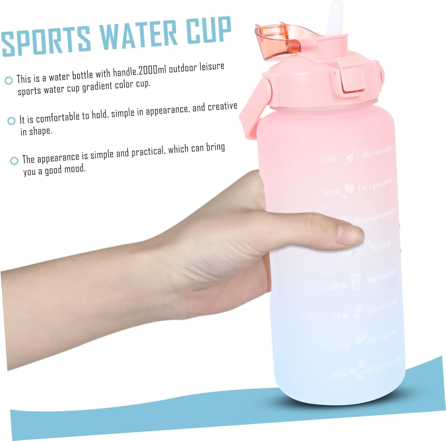 GANAZONO Space Cup Travel Kettle Sports Water Bottle Bike Water Bottle Travel Water Bottle Plastic Pitcher Camping Kettle Plastic Water Bottles Water Glasses Gradient Silicone Straw