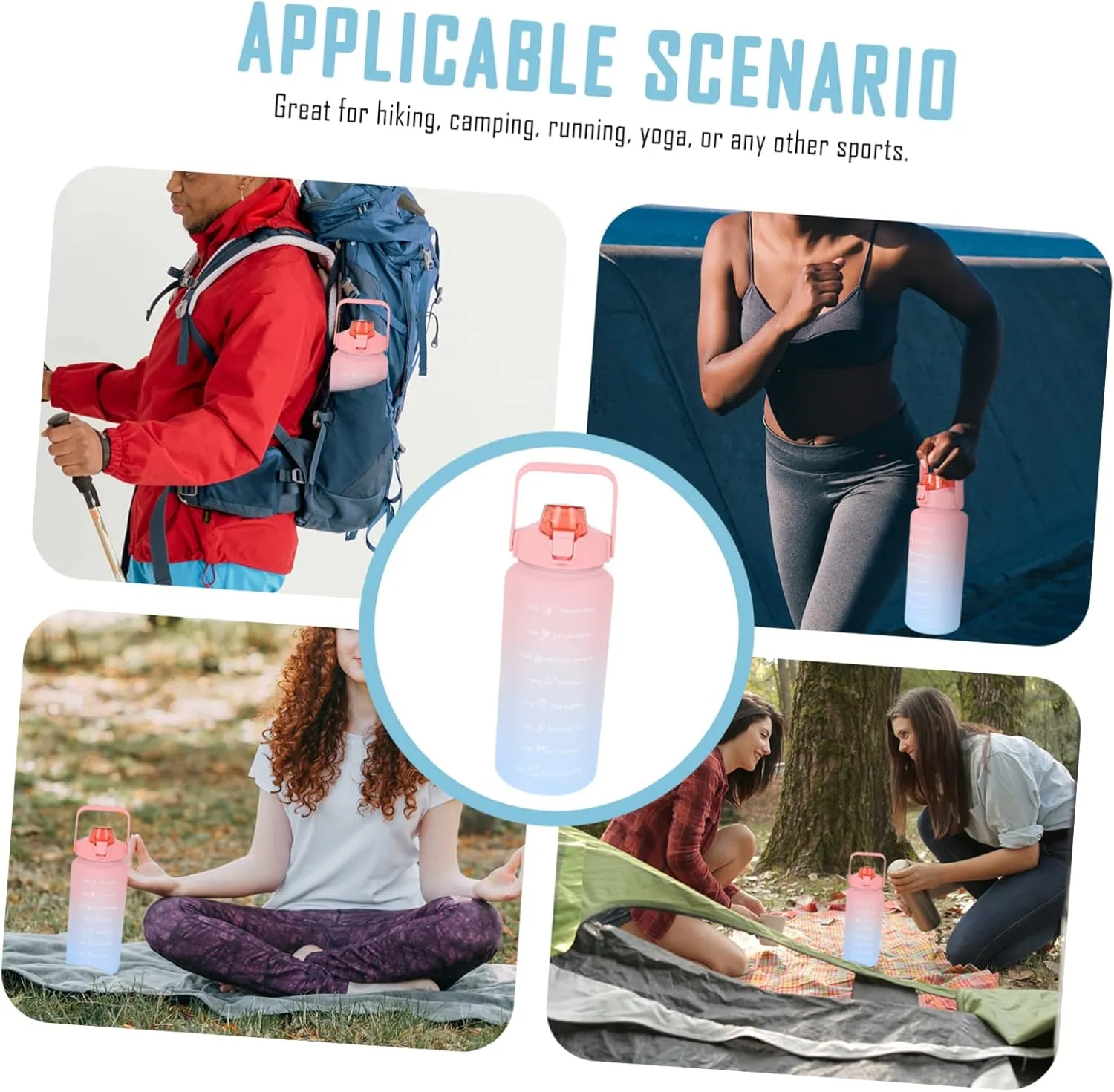 GANAZONO Space Cup Travel Kettle Sports Water Bottle Bike Water Bottle Travel Water Bottle Plastic Pitcher Camping Kettle Plastic Water Bottles Water Glasses Gradient Silicone Straw