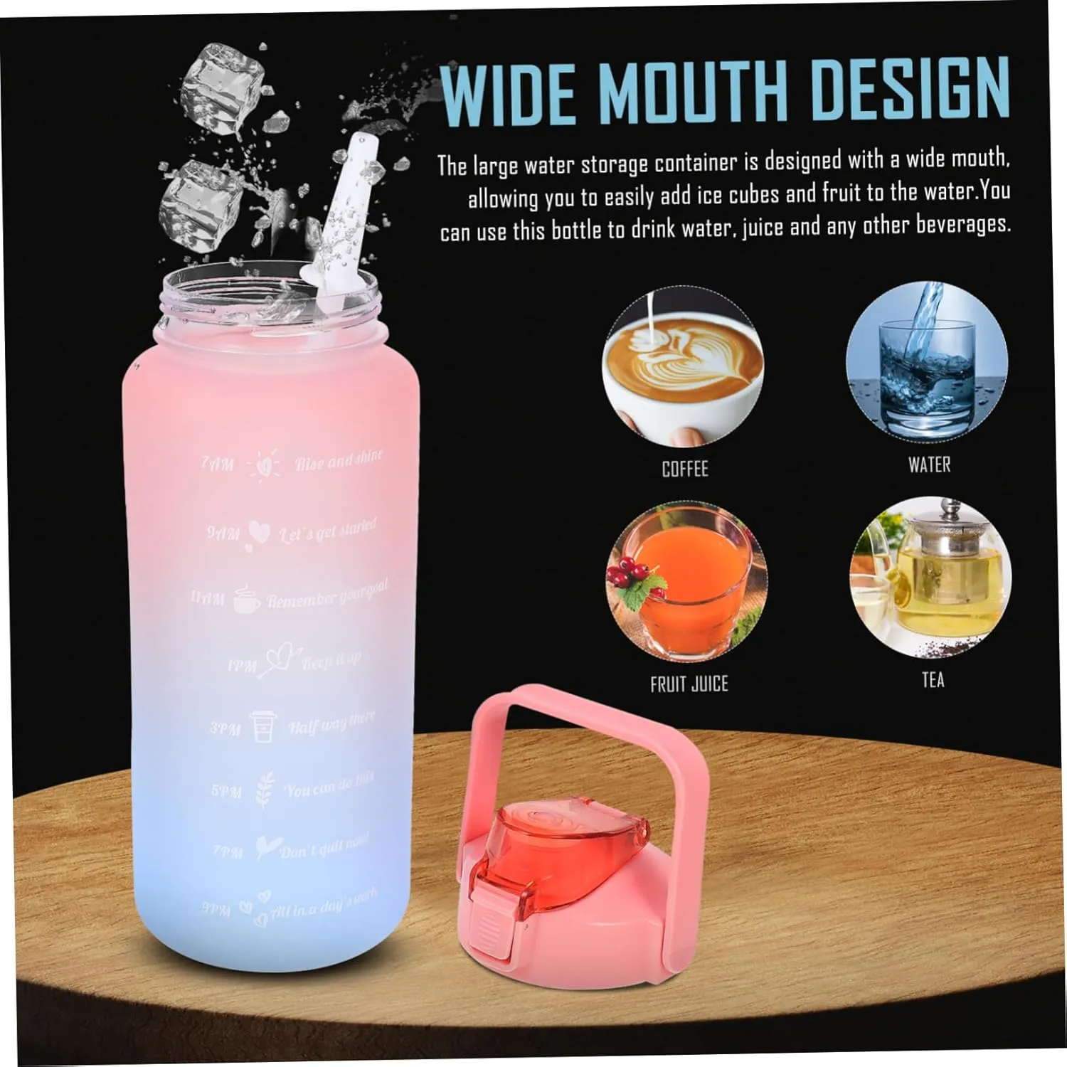 GANAZONO Space Cup Travel Kettle Sports Water Bottle Bike Water Bottle Travel Water Bottle Plastic Pitcher Camping Kettle Plastic Water Bottles Water Glasses Gradient Silicone Straw