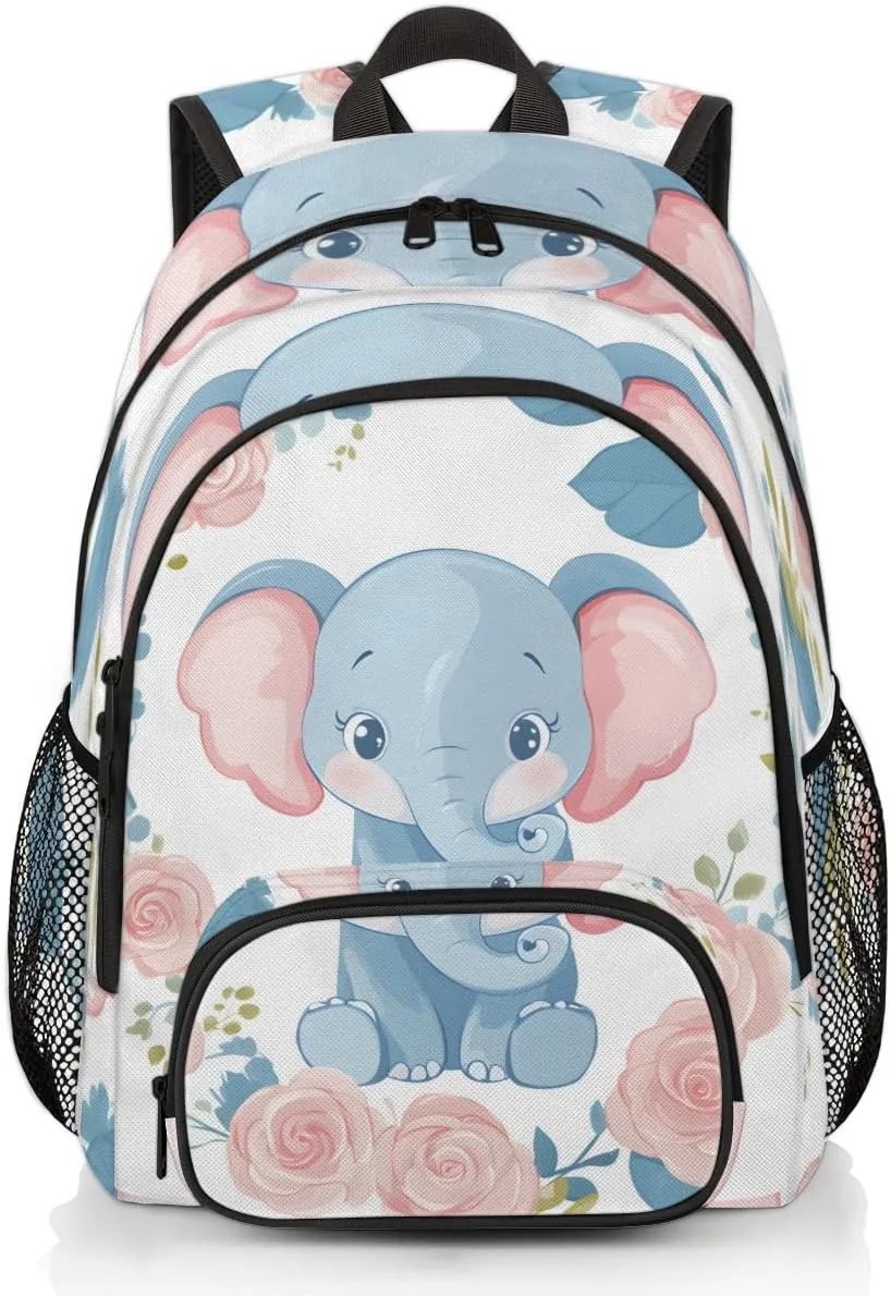 Garland Elephant Backpack for Women Men Travel Casual Daypack Laptop iPad Tablet Shoulder Bag Lightweight Backpack with Multiple Pockets