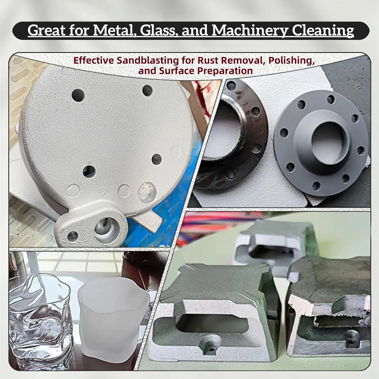 glass beads blast media, sand blasting media, sand blaster for air compressor - 8 LBS - 3 sandblasting masks (# 10 (100~170Mesh))