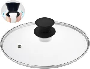 Glass Lid for Cast Iron Pan, Frying Pan, Skillet, Saute Pan, Tempered Glass Cover with Heat Resistant Handle (Stainless Steel Rim, 12.5"/32cm)