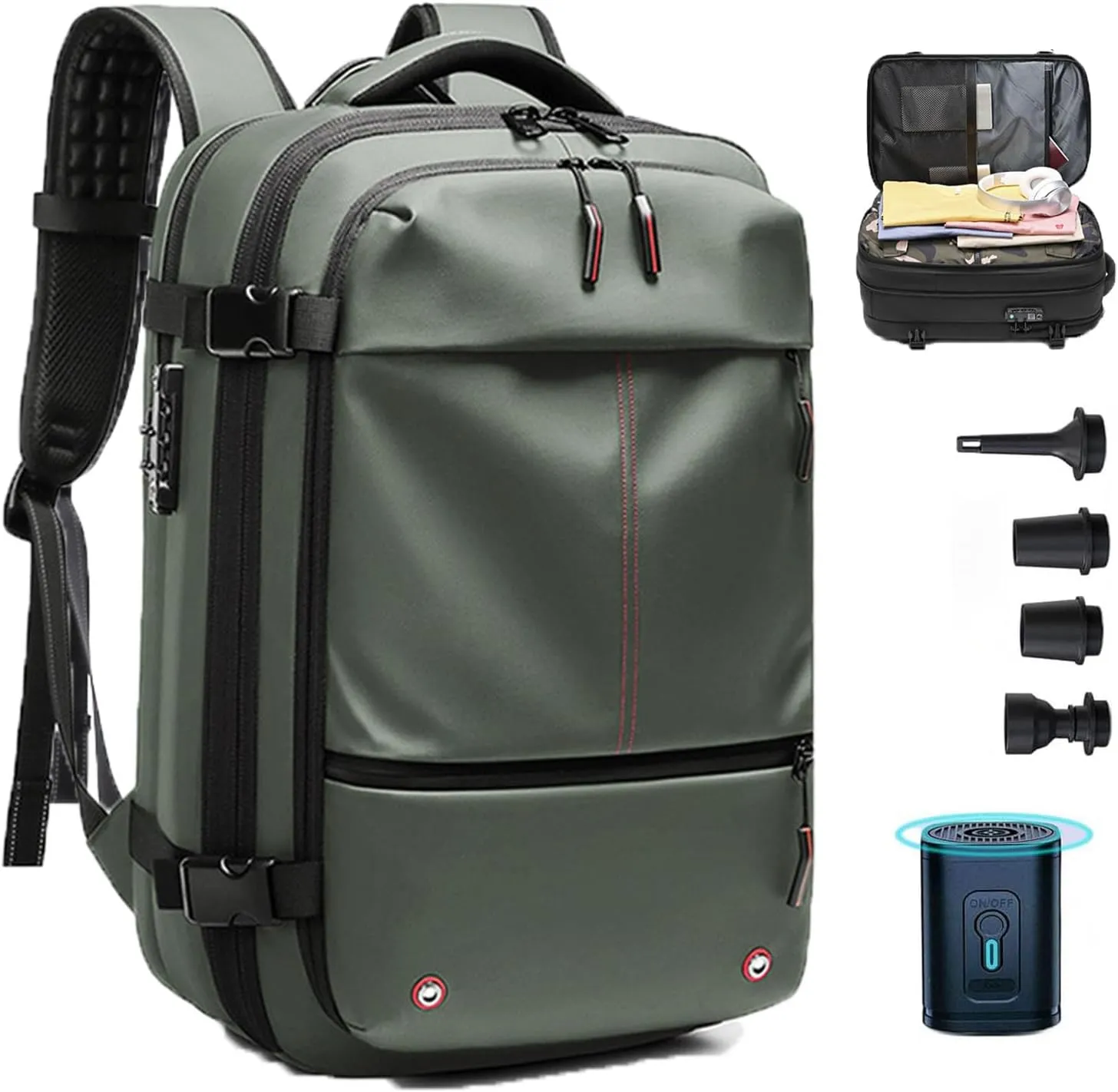 Go Trend Mart Backpack, Easyvacpack-Transactione Backpack Vacuum, Expandable Multifunctional Large Capacity Travel Backpack (Green   Vacuum pump)