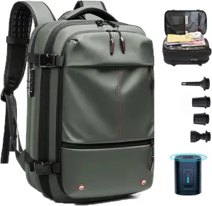 Go Trend Mart Backpack, Easyvacpack-Transactione Backpack Vacuum, Expandable Multifunctional Large Capacity Travel Backpack (Green   Vacuum pump)