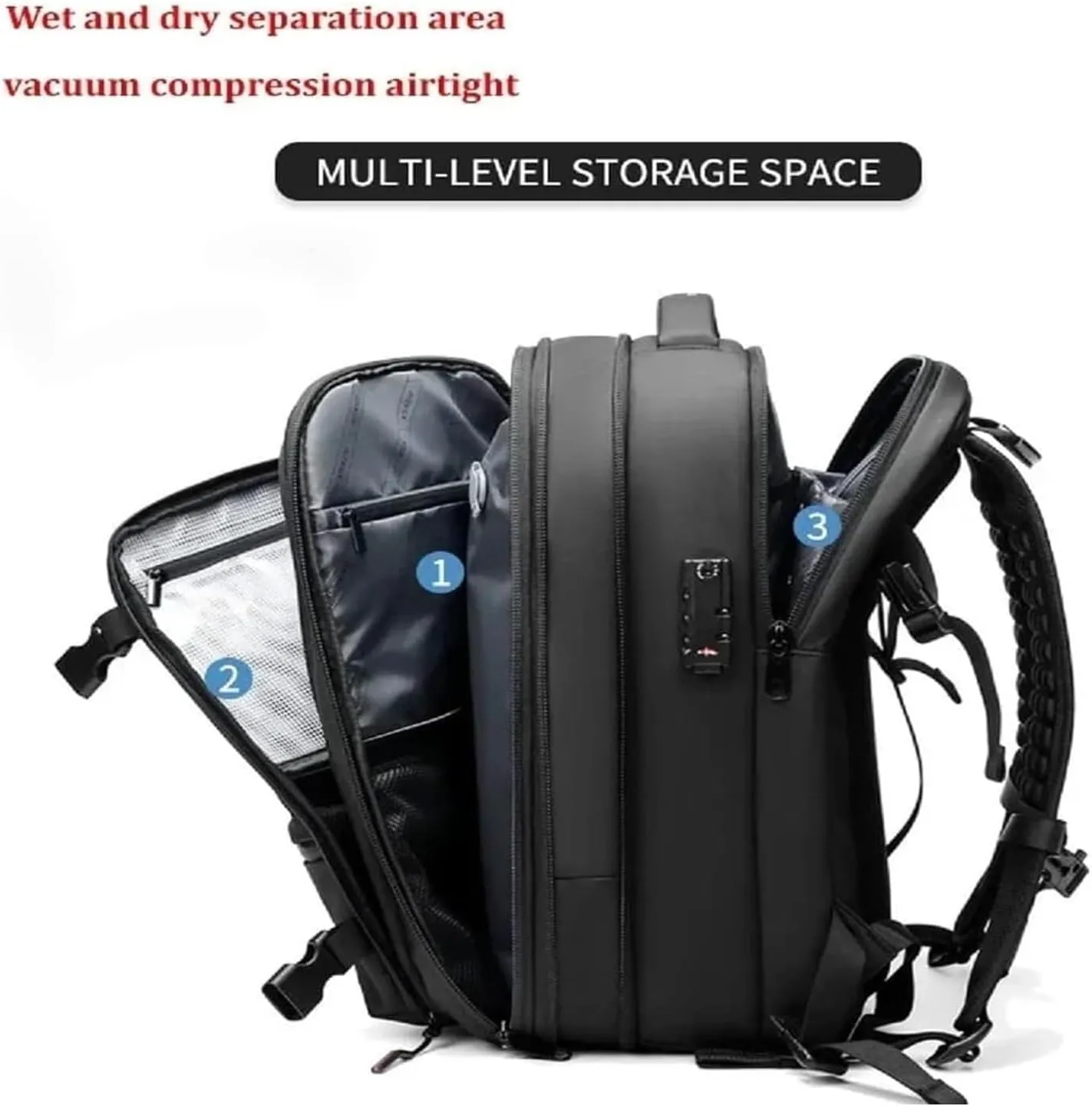 Go Trend Mart Backpack,Easyvacpac Backpack,Travel Backpack with Vacuum Compression,60l Expandable Vacuum Backpack (blue)