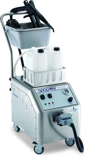 Goodway GVC-1502 Commercial Dry Vapor Steam Cleaner 115 VAC with Accessories, Adjustable Pressure, Chemical Injection, In-Operation Refillable Tank, Stainless Steel Boiler, Adjustable Pressure