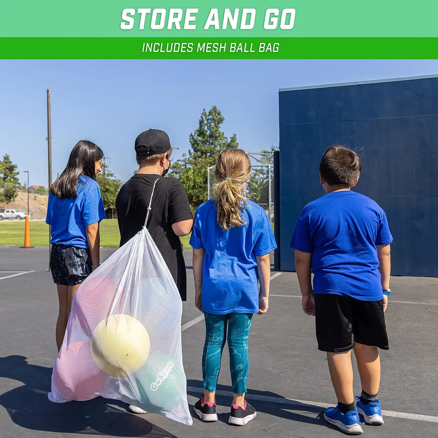 GoSports Playground Balls for Kids - Choose 8.5” or 10” Sizes - Heavy Duty Set of 6 with Carry Bag and Ball Pump