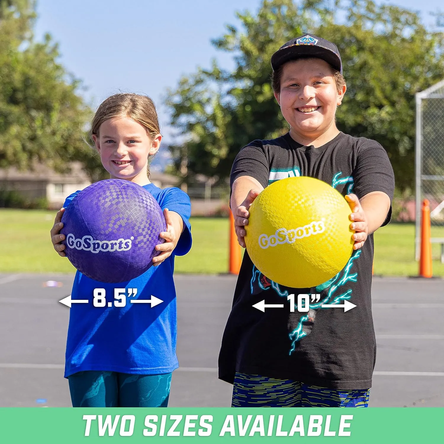 GoSports Playground Balls for Kids - Choose 8.5” or 10” Sizes - Heavy Duty Set of 6 with Carry Bag and Ball Pump