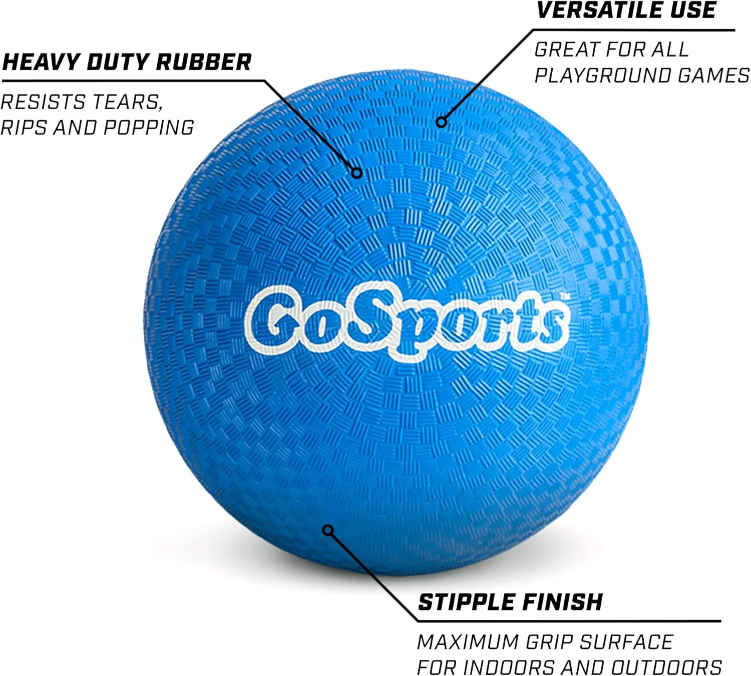 GoSports Playground Balls for Kids - Choose 8.5” or 10” Sizes - Heavy Duty Set of 6 with Carry Bag and Ball Pump