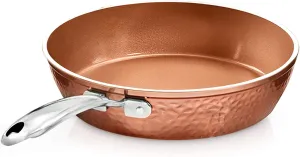 Gotham Steel Hammered Copper 12 Inch Nonstick Skillet, Aluminum, Induction Compatible, Easy Release, Even Heat Distribution