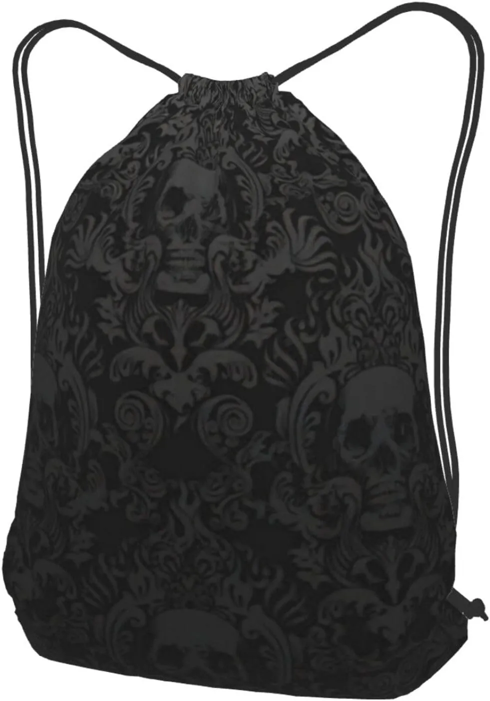 Gothic Wallpaper Skull Drawstring Cinch Backpack Polyester Sack Pack String Bag For Hiking Camping Adventure