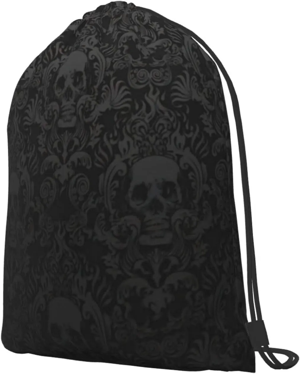 Gothic Wallpaper Skull Drawstring Cinch Backpack Polyester Sack Pack String Bag For Hiking Camping Adventure