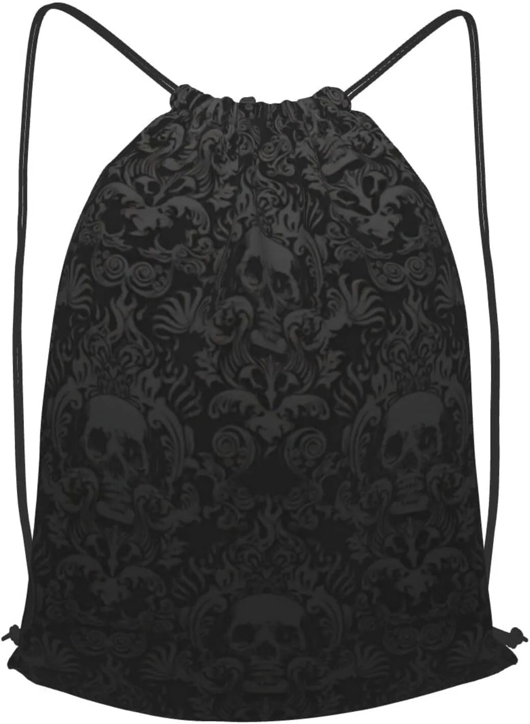 Gothic Wallpaper Skull Drawstring Cinch Backpack Polyester Sack Pack String Bag For Hiking Camping Adventure