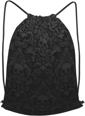 Gothic Wallpaper Skull Drawstring Cinch Backpack Polyester Sack Pack String Bag For Hiking Camping Adventure