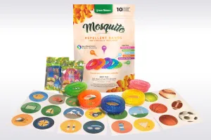 Green-Nature Mosquito Repellent Bracelets 10 Individually Packed Bands and 24 Patches
