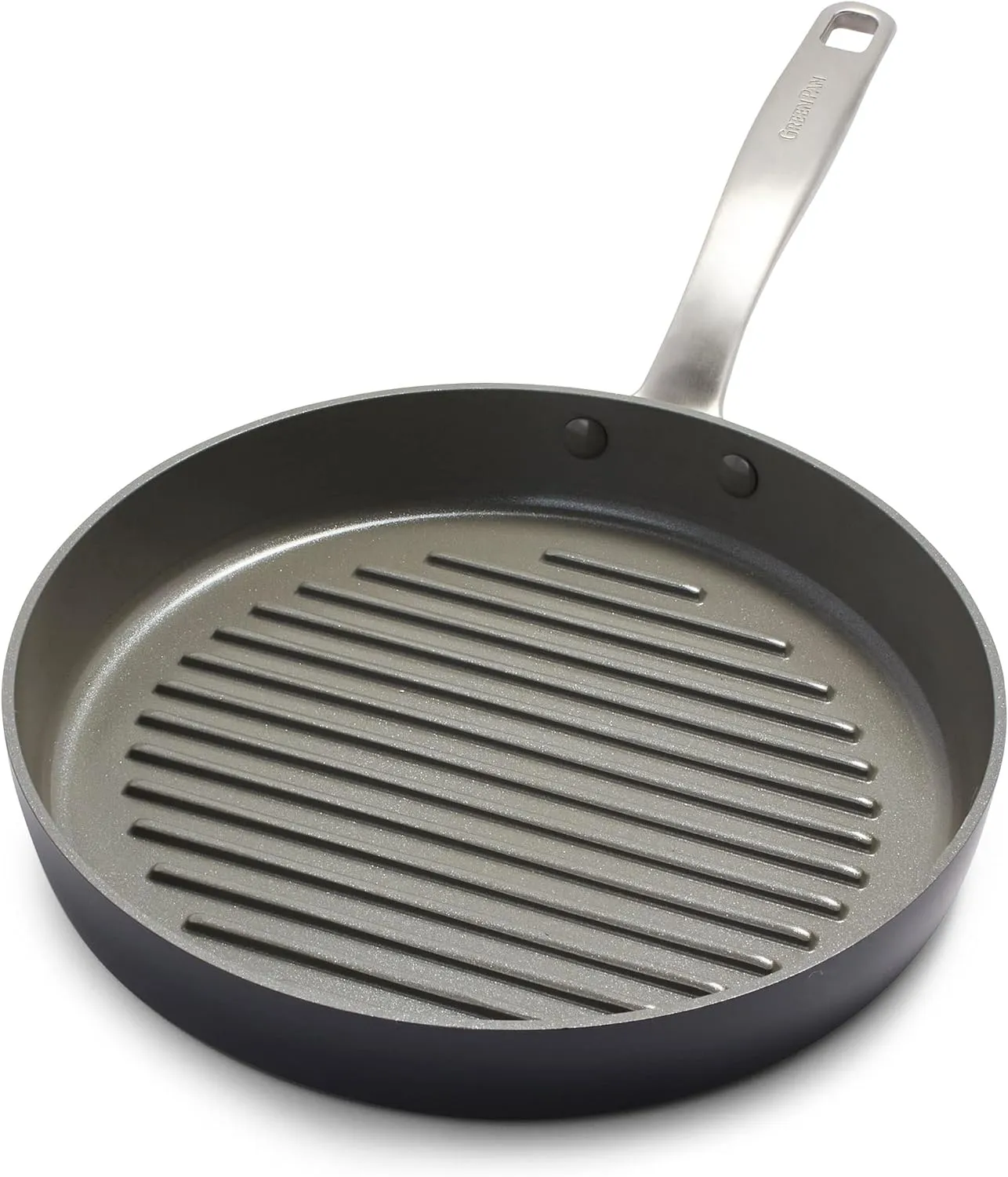 GreenPan Chatham Hard Anodized Healthy Ceramic Nonstick, 11" Grill Pan, PFAS-Free, Dishwasher Safe, Oven Safe, Gray