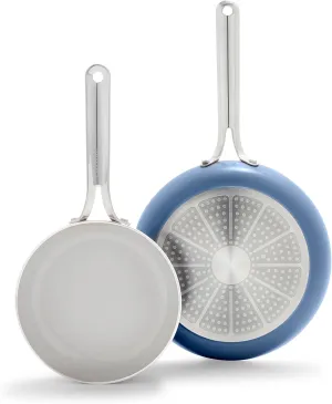 GreenPan Nova 8in and 10in 2 Piece Frying Pan Skillet Set, Healthy Ceramic Nonstick, PFAS-Free, Induction Suitable, Dishwasher and Oven Safe, Ocean