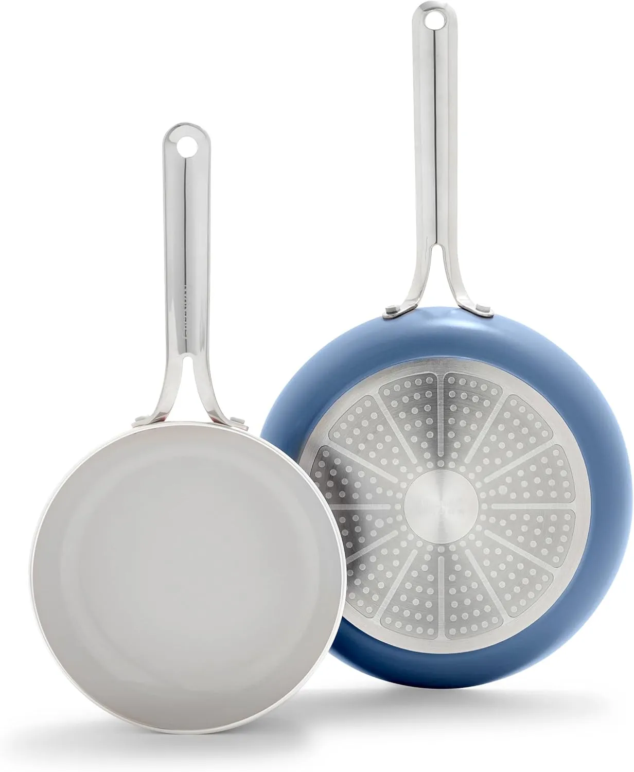GreenPan Nova 8in and 10in 2 Piece Frying Pan Skillet Set, Healthy Ceramic Nonstick, PFAS-Free, Induction Suitable, Dishwasher and Oven Safe, Ocean