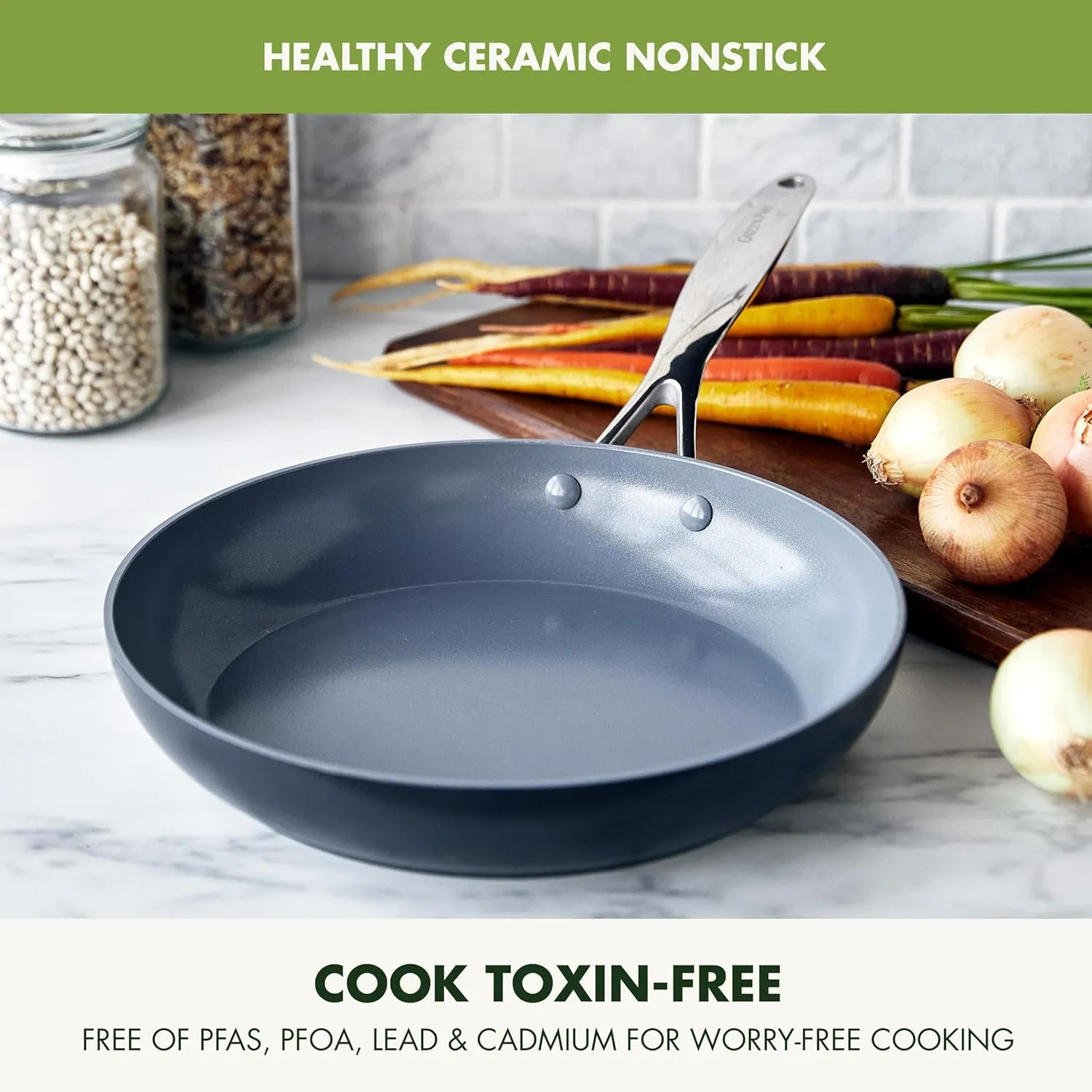 GreenPan Valencia Pro Hard Anodized Healthy Ceramic Nonstick 11" Frying Pan Skillet, PFAS-Free, Induction, Dishwasher Safe, Oven Safe, Gray