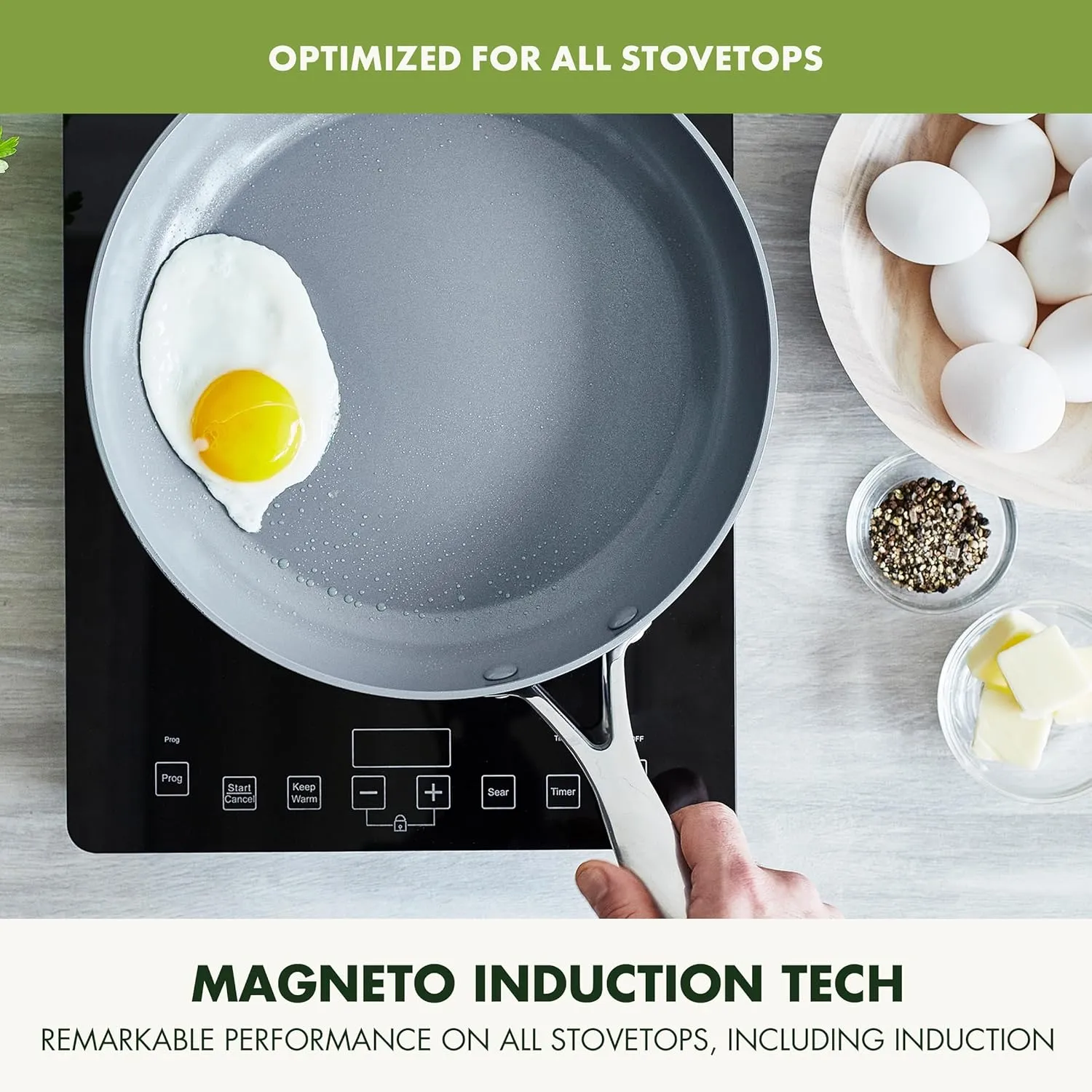 GreenPan Valencia Pro Hard Anodized Healthy Ceramic Nonstick 11" Frying Pan Skillet, PFAS-Free, Induction, Dishwasher Safe, Oven Safe, Gray