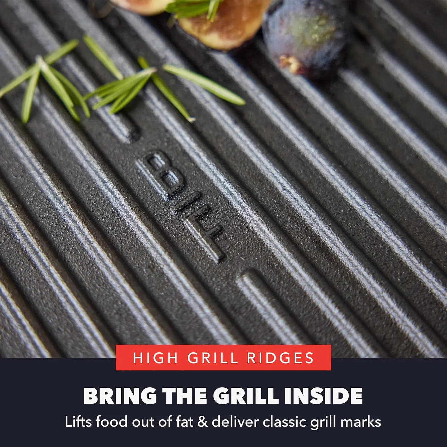 GreenPan x Bobby Flay Cast Iron Pre-Seasoned 11” Square Grill Pan, Helper Handles, Professional Grade Heavy Duty, Induction Suitable, Versatile Stovetop, Oven, BBQ & Fire, Indoor/Outdoor Use, Black