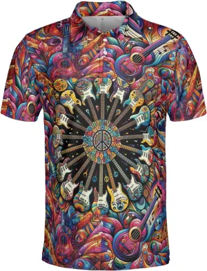 Guitar Polo Golf Shirts for Men Women - Music Instrument Mens Polo Shirts Short Sleeve Mens Polo Shirts Dry Fit Serie 47