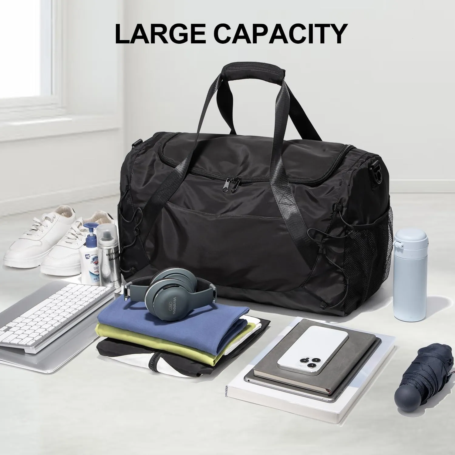 Gym Bag 36L Large Travel Duffel Bag For Men&Women Water-Resistant Sport Bags With Shoes Compartment Wet Pocket Heavy Duty Weekender Overnight Carry On Bag For Gym, Yoga, Swim, Travel