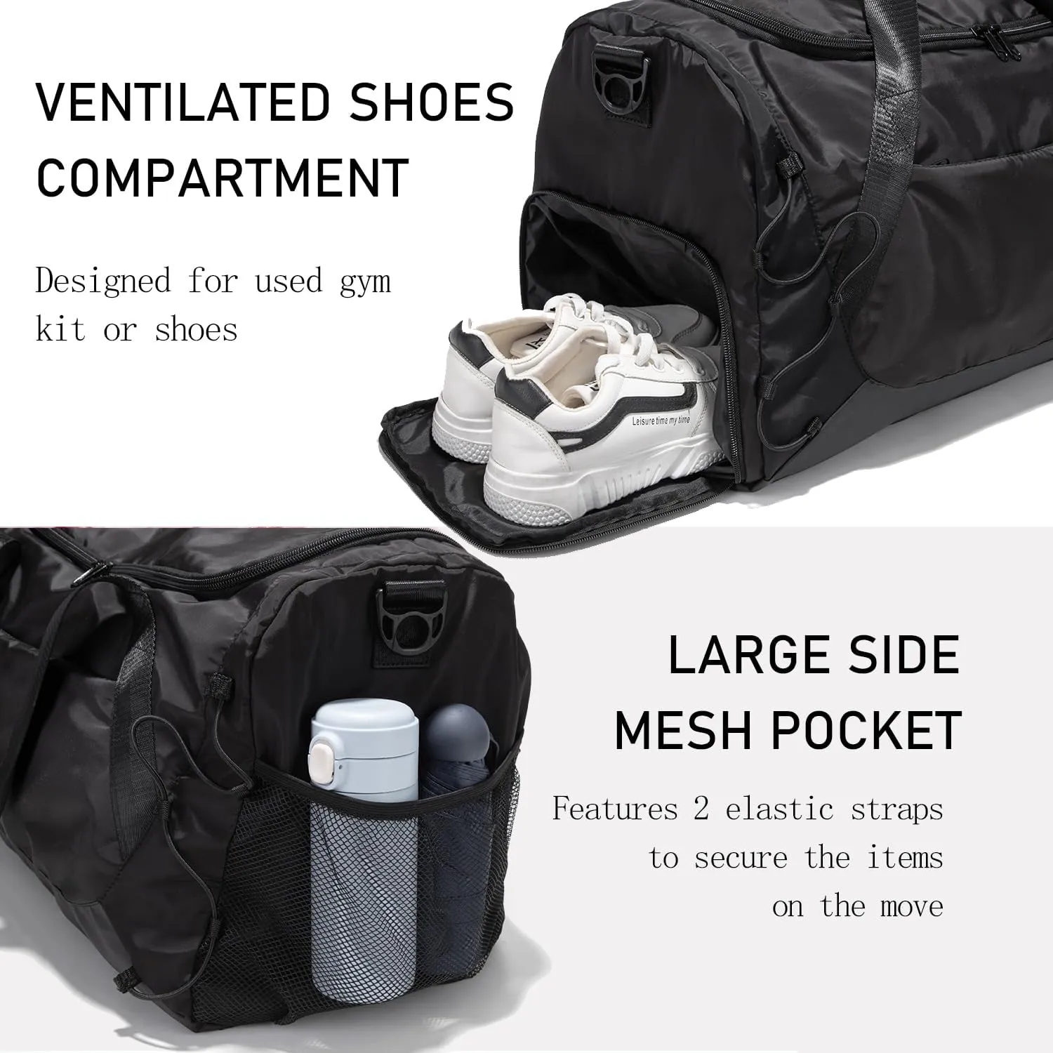 Gym Bag 36L Large Travel Duffel Bag For Men&Women Water-Resistant Sport Bags With Shoes Compartment Wet Pocket Heavy Duty Weekender Overnight Carry On Bag For Gym, Yoga, Swim, Travel
