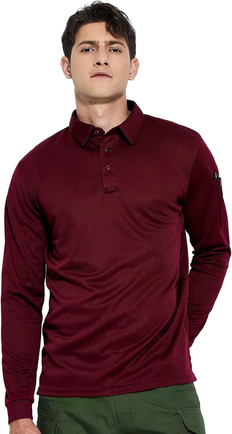 Haimont Men's Performance Dry Fit Polo Shirt Short and Long Sleeve Golf Collared T-Shirts for Tactical Outdoor Hiking