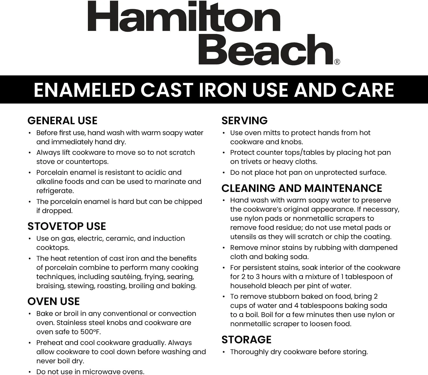 Hamilton Beach Enameled Cast Iron Sauce Pan 2-Quart Navy, Cream Enamel coating, Pot For Stove top and Oven Cooking, Even Heat Distribution, Safe Up to 400 Degrees, Durable