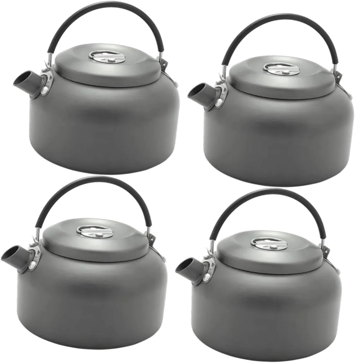 Happyyami 4pcs Camping Kettle Metal Tea Kettle Induction Teapot Backpacking Kettle Aluminum Teapot Whistling Tea Kettle Camping Teapot Aluminum Alloy Kettle Silicone Major Outdoor Product