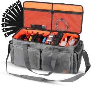 Heavy Duty - DJ Cable Bag Organizer with Detachable Dividers – Travel Gig Bag – Case for Equipment - Music Equipment & Accessories - Heavy Duty Exterior & Padded Nylon Interior