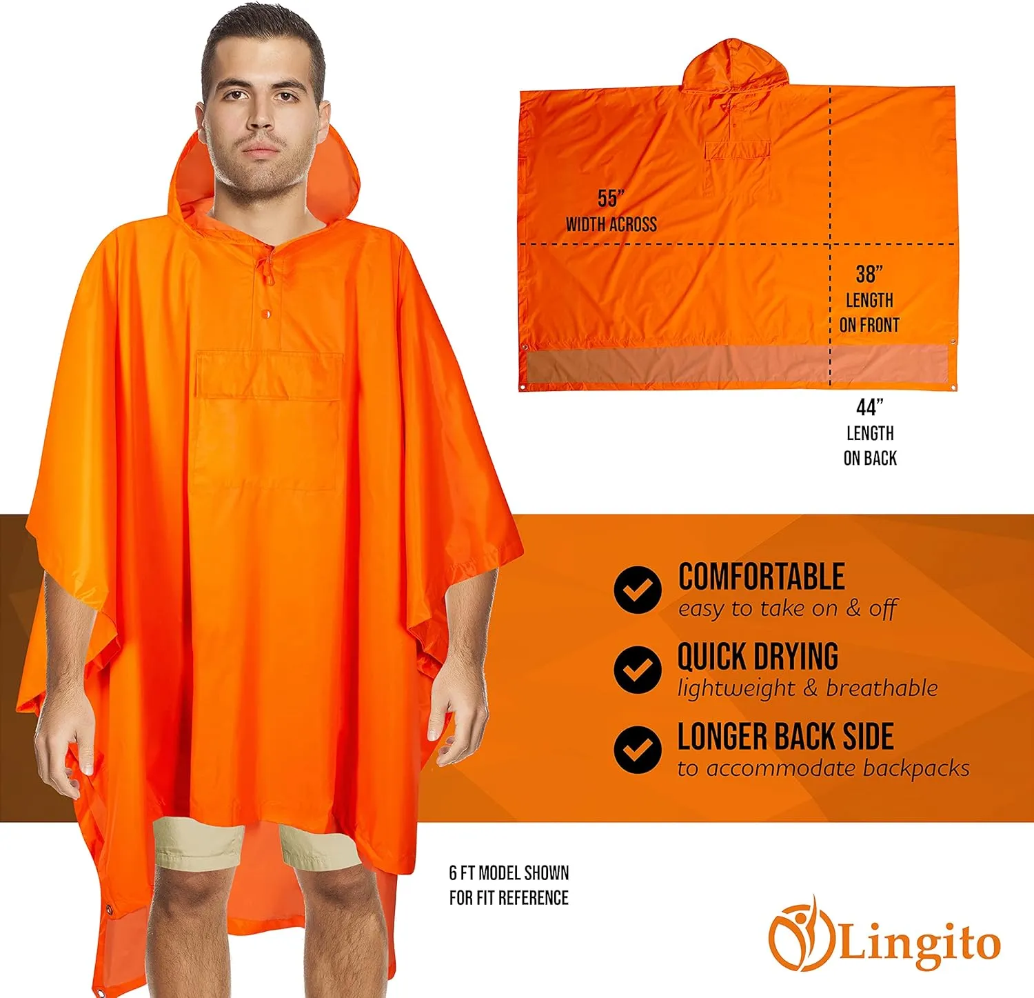 Heavy Duty Rain Poncho for Backpacking, Waterproof Lightweight for Adults, Military, Emergency, Camping, Men, Women