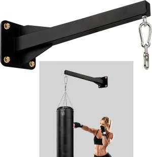 Heavy Punching Bag Wall Mount Hanger,Heavy-Duty Boxing Bag Bracket,Punching Bag Mount Stand for Muay Thai and MMA Training, 360 Rotation Swivel Hook Matte Black