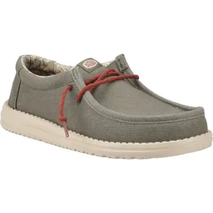HEYDUDE Men's Wally Waxed Canvas Shoes in Olive