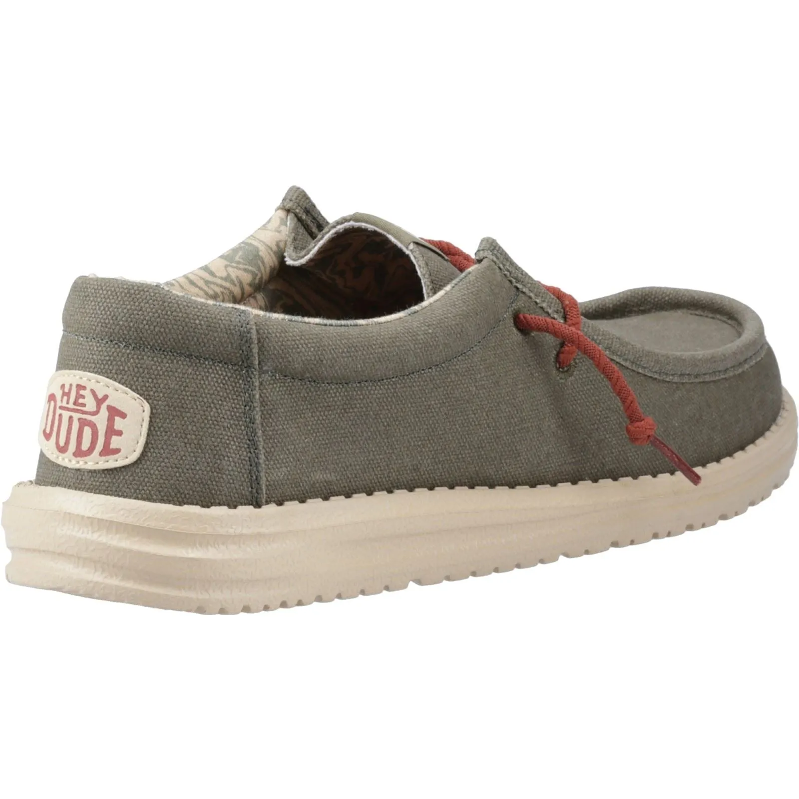 HEYDUDE Men's Wally Waxed Canvas Shoes in Olive