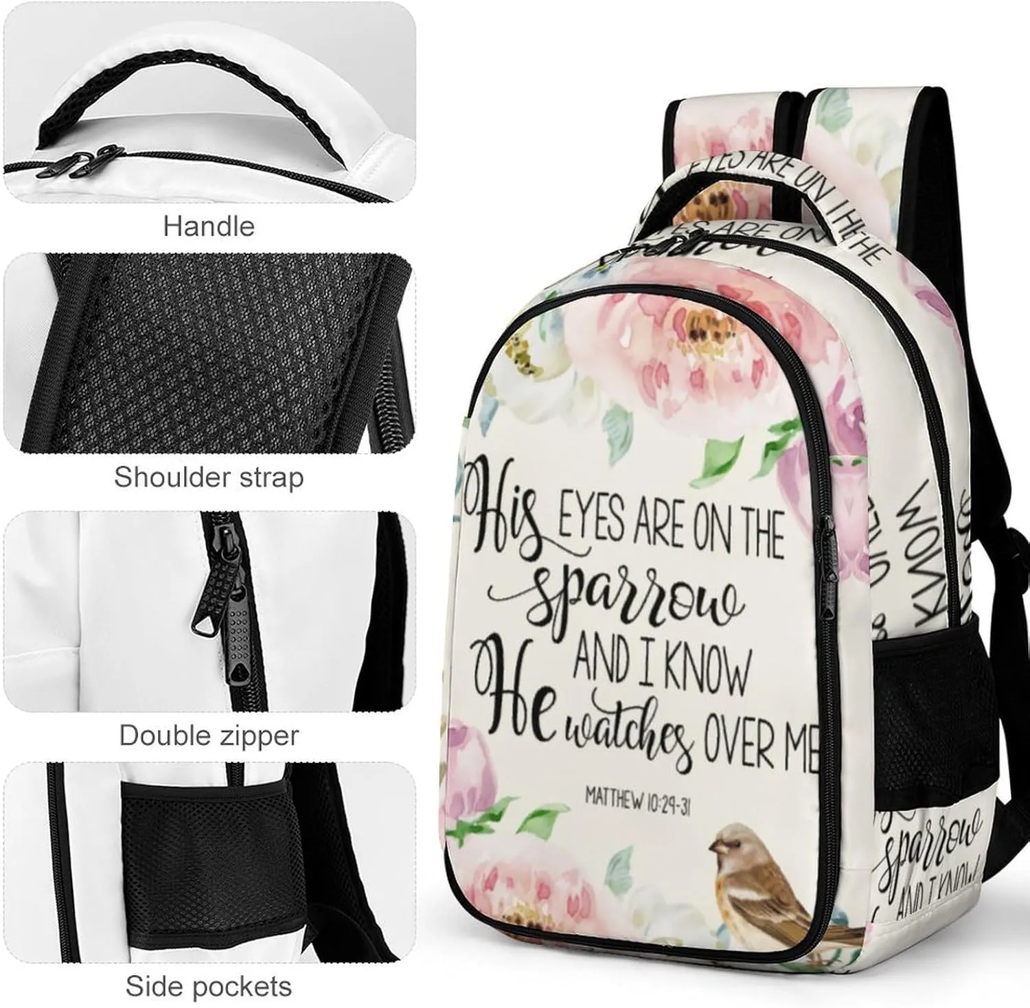 'His Eyes Are on The Sparrow Backpack Large Capacity Lightweight Backpack Laptop Backpack For Unisex