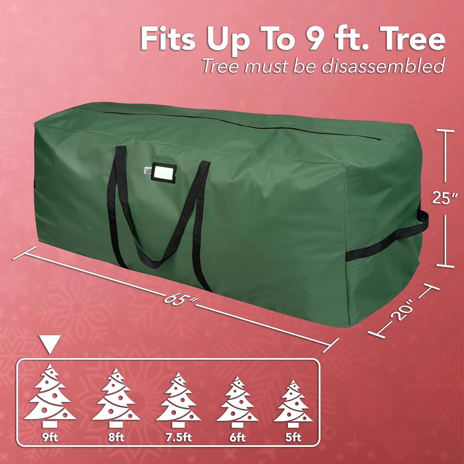 Holiday Cheer Christmas Tree Storage Bag (Green, Fits a 9FT Tree / 2.75M Tree)