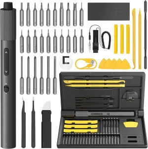HOTO Electric Precision Screwdriver Set, 48 in 1 Electronics Tool Kit, Magnetic Bits & Box, LED Light & 2 Torque Settings, Mini Screwdriver Set for Eyeglasses, Watches, Phones, Laptops, Cameras Repair