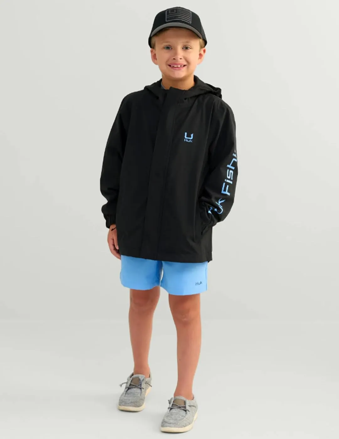 HUK Boys' Storm Jacket, Heavy Duty Fishing Rain Coat for Kids