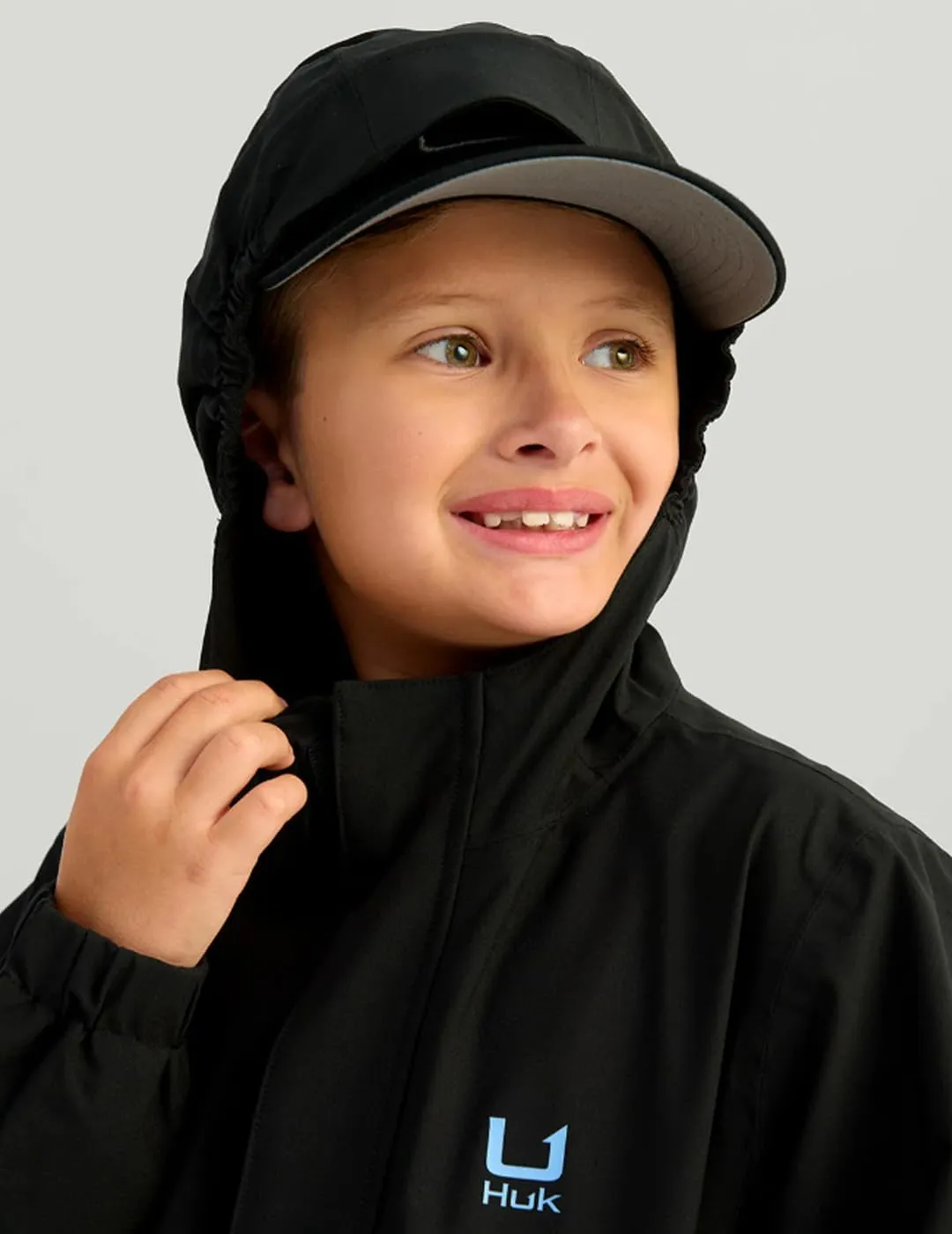 HUK Boys' Storm Jacket, Heavy Duty Fishing Rain Coat for Kids