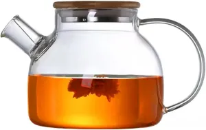 Hwagui - Glass Teapot with Infuser for Loose Tea and Blooming Tea, Heat Resistant Glass Teapot and Kettle for Stovetop, Perfect Tea Maker, 1000ml/33oz