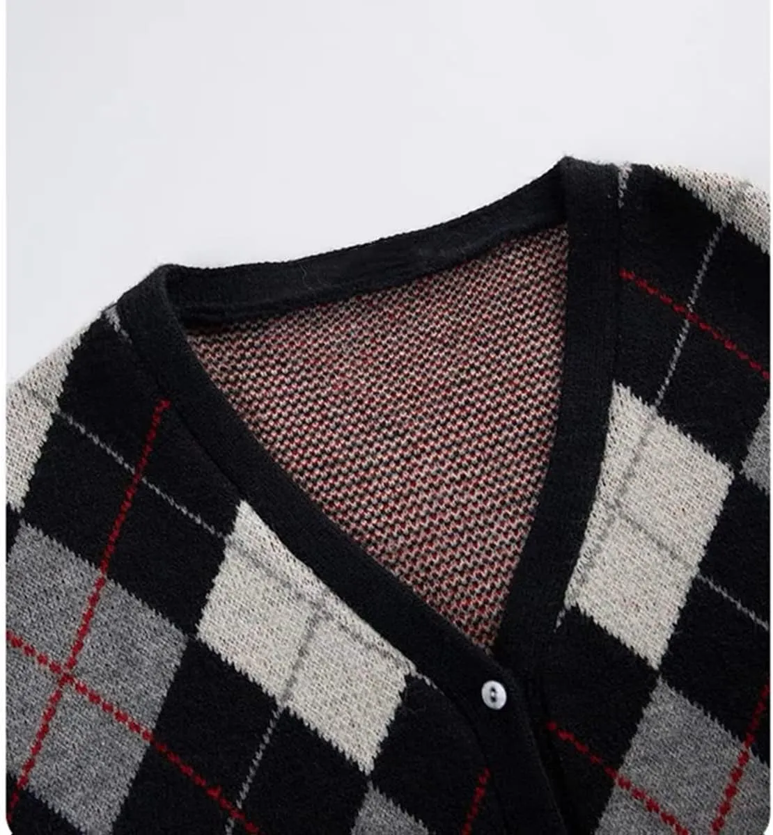 Hyipels Women's Long Sleeve Cardigan Sweater,Cute Y2K Top Knit Colorful Patterned V Neck Button Outwear S~XL
