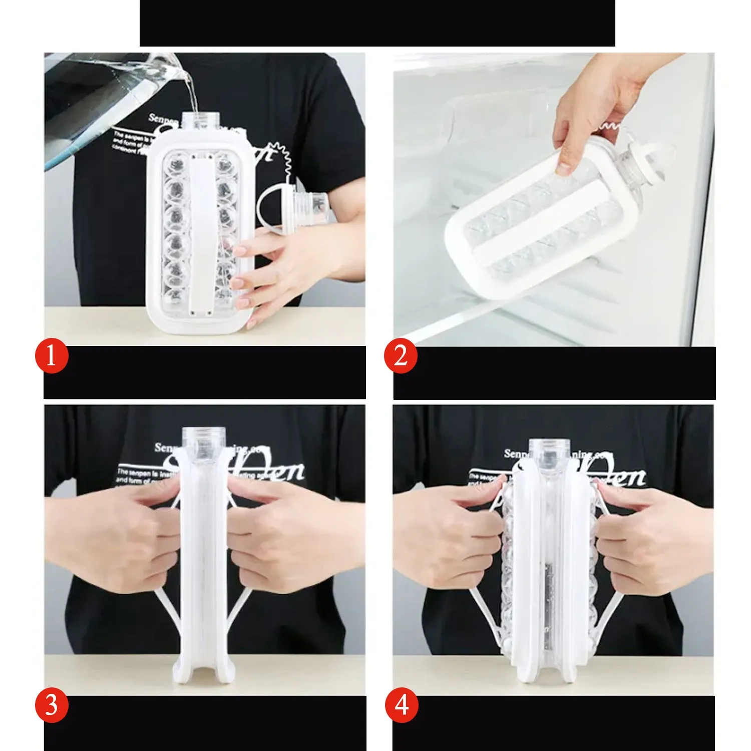 Ice Tray, Foldable Ice Cube Molds with Lid,2-in-1 Ice Box, Ice Cube Speeder, Ice Ball Maker, Ice Cube Making Bottle,14-Ice Balls, For outing camping hiking