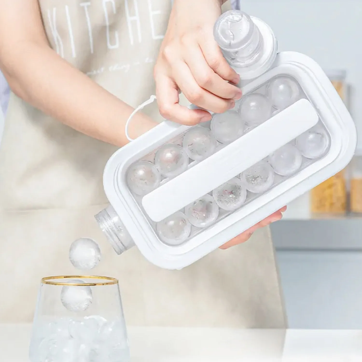 Ice Tray, Foldable Ice Cube Molds with Lid,2-in-1 Ice Box, Ice Cube Speeder, Ice Ball Maker, Ice Cube Making Bottle,14-Ice Balls, For outing camping hiking