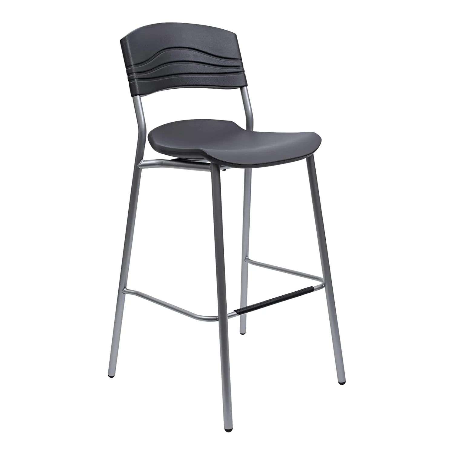 Iceberg CafeWorks Bistro Stool Chair with Heavy Gauge Steel Frame, 23" W x 44" H x 22" D, Black