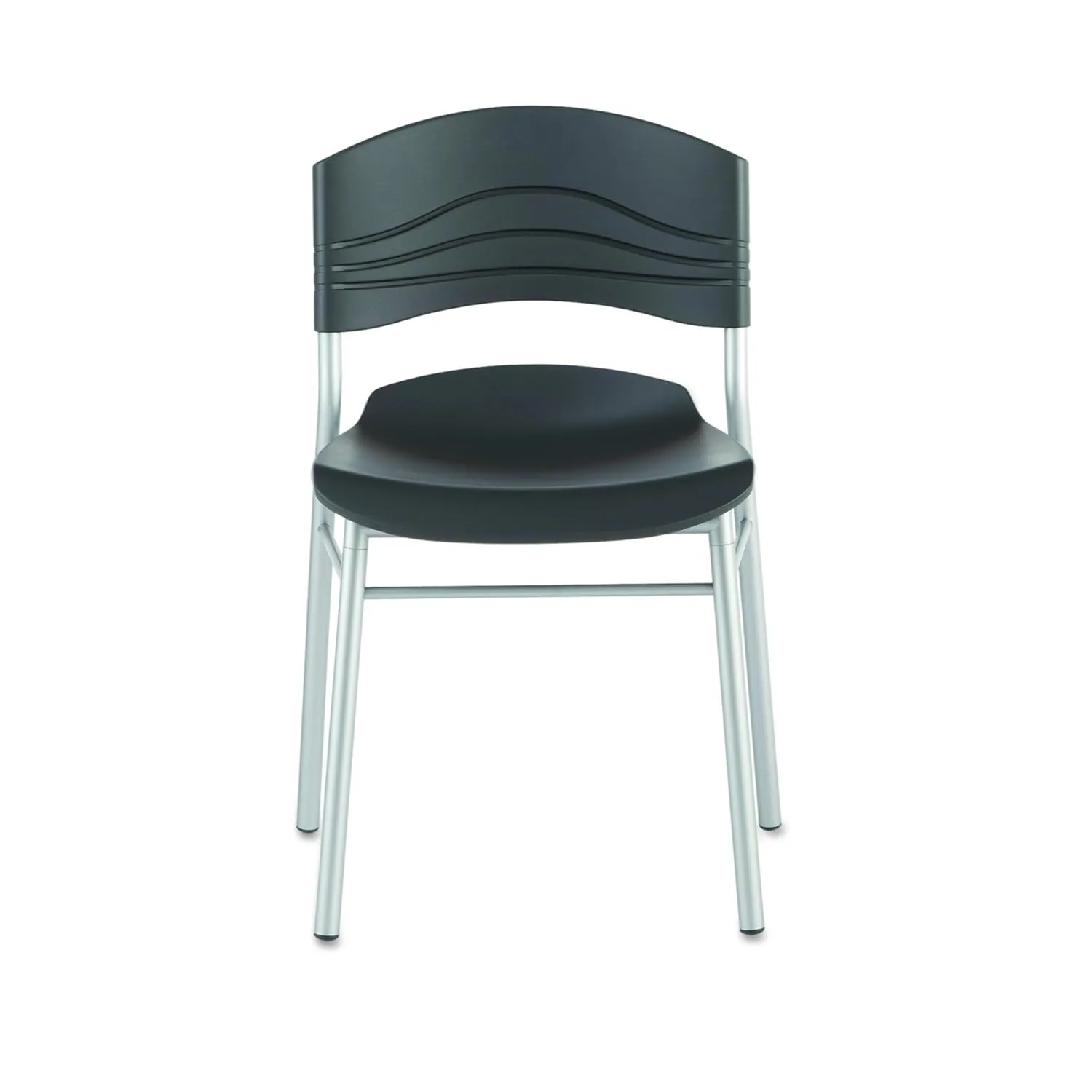 Iceberg ICE64517 CafeWorks Cafe Chair with Heavy Gauge Steel Frame, 21" Width x 32" Height x 19" Depth, Black (Pack of 2), Grey