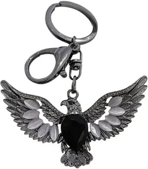 ikasus Eagle Keychain Cat Eye Stone Decor Animal Keychain Retro Eagle Spreads Its Wings Pendant Fashion Alloy Keyring Bag Pendant