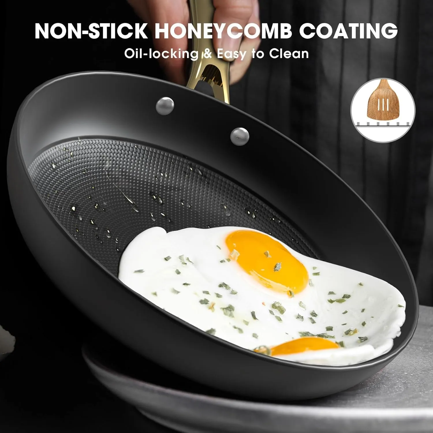 imarku Non stick Frying Pans, Long Lasting 10 Inch Frying Pan, Professional Nonstick Frying Pan Cast Iron Skillet, Stay Cool Handle, Easy Clean Oven Safe Pans, Father's Day Gifts
