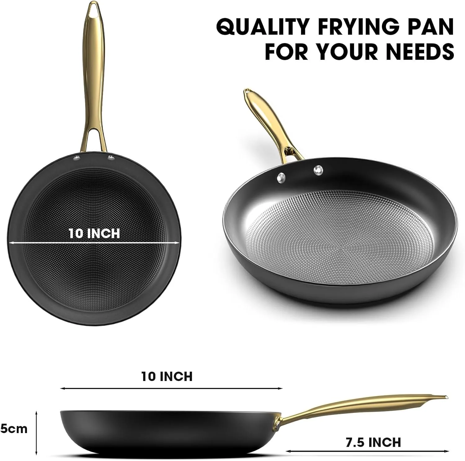 imarku Non stick Frying Pans, Long Lasting 10 Inch Frying Pan, Professional Nonstick Frying Pan Cast Iron Skillet, Stay Cool Handle, Easy Clean Oven Safe Pans, Father's Day Gifts